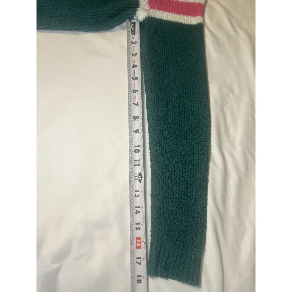 Abercrombie Kids Size 13/14 Girls Long Sleeve Sweater Green with white and pink